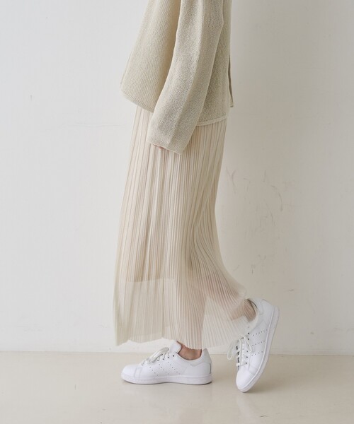 EMMA　ROUGE VIF（エマルージュヴィフ）の「【一部店舗限定】ラメシアープリーツスカート/春服/フェミニン/ウエストゴム/オフィスカジュアル（スカート・レディース・グレー/アイボリー・フリー）」の10枚目の写真