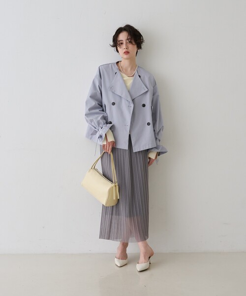 EMMA　ROUGE VIF（エマルージュヴィフ）の「【一部店舗限定】ラメシアープリーツスカート/春服/フェミニン/ウエストゴム/オフィスカジュアル（スカート・レディース・グレー/アイボリー・フリー）」の19枚目の写真