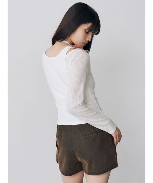 MURUA(ムルーア)の「オーバーラップトップス(Tシャツ/カットソー・レディース・ブラック/ホワイト/グレー・FREE)」の14枚目の写真