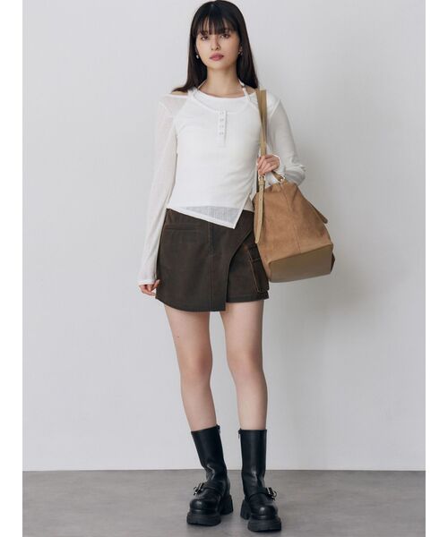 MURUA(ムルーア)の「オーバーラップトップス(Tシャツ/カットソー・レディース・ブラック/ホワイト/グレー・FREE)」の18枚目の写真