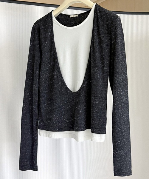 Bie(ビエ)の「レイヤード ロングスリーブカットソー(Tシャツ/カットソー・レディース・ライトベージュ/ダークグレー・M/S/L)」の12枚目の写真
