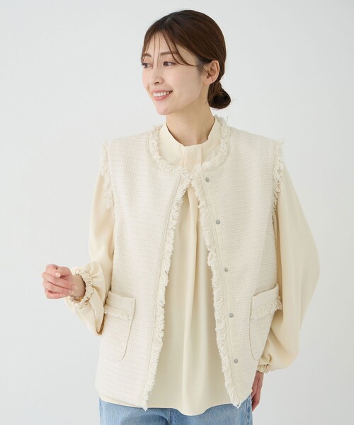 Jayro(ジャイロ)の「ツィードジレ(その他トップス・レディース・ブラック/ホワイト系その他2/オフホワイト・M)」の2枚目の写真