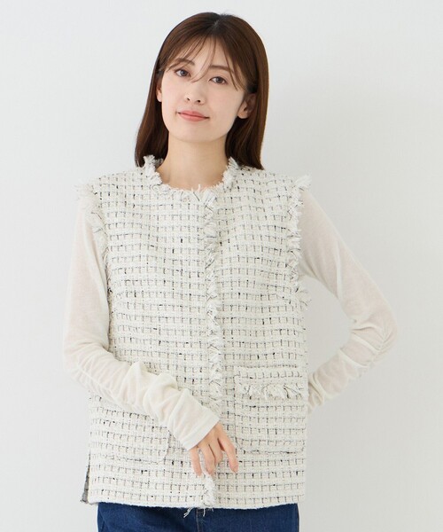 Jayro(ジャイロ)の「ツィードジレ(その他トップス・レディース・ブラック/ホワイト系その他2/オフホワイト・M)」の4枚目の写真