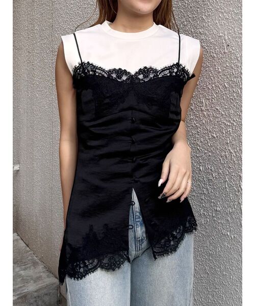 MURUA（ムルーア）の「レースドッキングキャミソール（キャミソール・レディース・グレー/ブラック・FREE）」の13枚目の写真