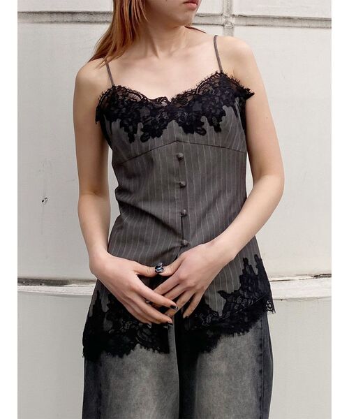 MURUA（ムルーア）の「レースドッキングキャミソール（キャミソール・レディース・グレー/ブラック・FREE）」の9枚目の写真