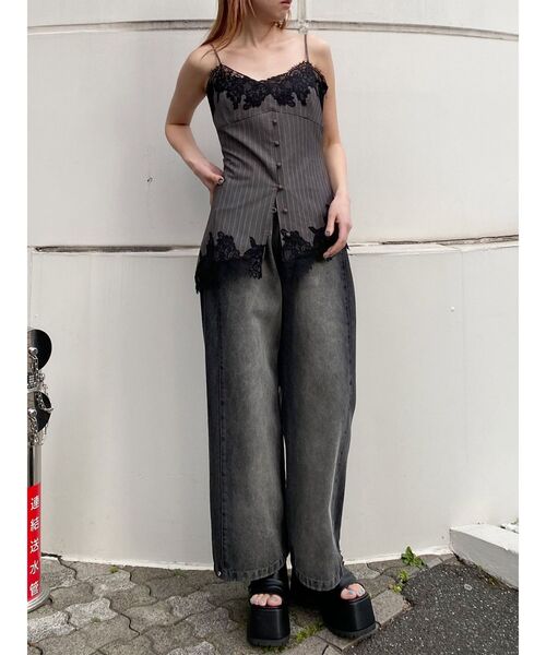 MURUA（ムルーア）の「レースドッキングキャミソール（キャミソール・レディース・グレー/ブラック・FREE）」の10枚目の写真