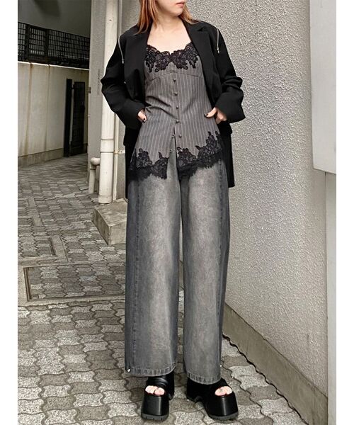 MURUA（ムルーア）の「レースドッキングキャミソール（キャミソール・レディース・グレー/ブラック・FREE）」の11枚目の写真