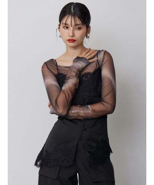 MURUA（ムルーア）の「レースドッキングキャミソール（キャミソール・レディース・グレー/ブラック・FREE）」の14枚目の写真