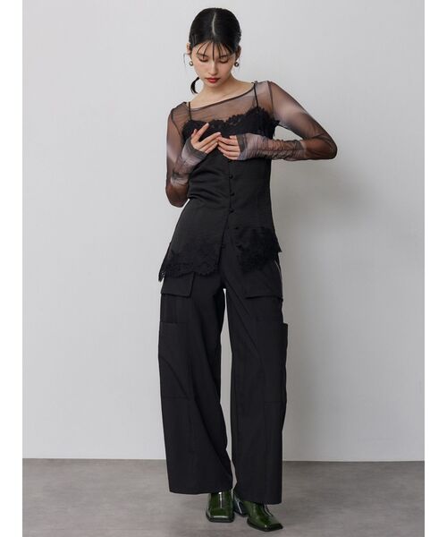 MURUA（ムルーア）の「レースドッキングキャミソール（キャミソール・レディース・グレー/ブラック・FREE）」の18枚目の写真