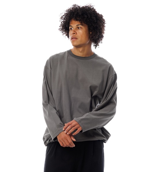 Sandinista（サンディニスタ）の「Gentle L-S Tee / 上質表起毛長袖Tシャツ（Tシャツ/カットソー・メンズ・チャコール/ブルー系その他/ブラック・SMALL/MEDIUM/LARGE）」の3枚目の写真