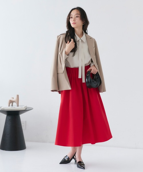 RUIRUE BOUTIQUE(ルイルエブティック)の「洗える/2WAY | ラグランタックスリーブ ボウタイブラウス | ブラウス・トップス・シャツ・オケージョンブラウス・長袖ブラウス・きれいめブラウス・オフィスカジュアルブラウス(シャツ/ブラウス・レディース・ペールイエロー/ライトベージュ/ラベンダー/ブルー/ホワイト・L/M)」の15枚目の写真