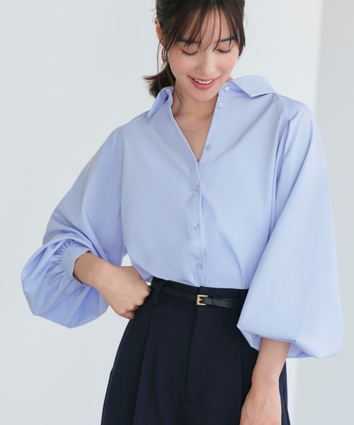 RUIRUE BOUTIQUE(ルイルエブティック)の「洗える/2WAY | ラグランタックスリーブ ボウタイブラウス | ブラウス・トップス・シャツ・オケージョンブラウス・長袖ブラウス・きれいめブラウス・オフィスカジュアルブラウス(シャツ/ブラウス・レディース・ペールイエロー/ライトベージュ/ラベンダー/ブルー/ホワイト・L/M)」の17枚目の写真