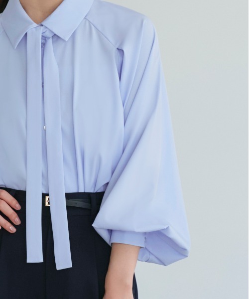 RUIRUE BOUTIQUE(ルイルエブティック)の「洗える/2WAY | ラグランタックスリーブ ボウタイブラウス | ブラウス・トップス・シャツ・オケージョンブラウス・長袖ブラウス・きれいめブラウス・オフィスカジュアルブラウス(シャツ/ブラウス・レディース・ペールイエロー/ライトベージュ/ラベンダー/ブルー/ホワイト・L/M)」の18枚目の写真