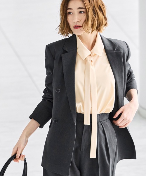RUIRUE BOUTIQUE(ルイルエブティック)の「洗える/2WAY | ラグランタックスリーブ ボウタイブラウス | ブラウス・トップス・シャツ・オケージョンブラウス・長袖ブラウス・きれいめブラウス・オフィスカジュアルブラウス(シャツ/ブラウス・レディース・ペールイエロー/ライトベージュ/ラベンダー/ブルー/ホワイト・L/M)」の20枚目の写真