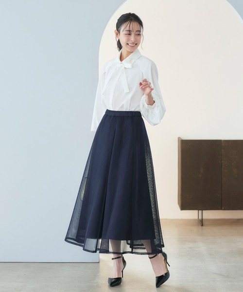 RUIRUE BOUTIQUE(ルイルエブティック)の「洗える/2WAY | ラグランタックスリーブ ボウタイブラウス | ブラウス・トップス・シャツ・オケージョンブラウス・長袖ブラウス・きれいめブラウス・オフィスカジュアルブラウス(シャツ/ブラウス・レディース・ペールイエロー/ライトベージュ/ラベンダー/ブルー/ホワイト・L/M)」の8枚目の写真