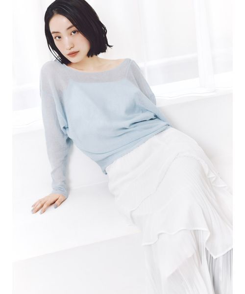 SNIDEL（スナイデル）の「2WAYベビーアルパカニットプルオーバー（ニット/セーター・レディース・ピンク/オフホワイト/グレー/ライトブルー・F）」の4枚目の写真