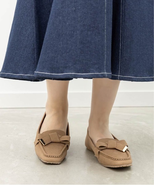 RANDA(ランダ)の「スクエアトゥリボンモカシンシューズ(モカシン/デッキシューズ・レディース・キャメル/ベージュ/ブラック・S/L/M/LL)」の16枚目の写真