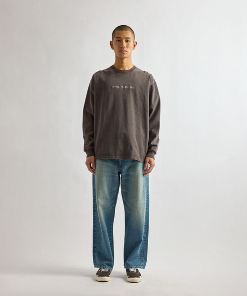 Saturdays NYC（サタデーズ ニューヨークシティ ）の「Max Weight Pigment Dyed LS T-Shirt（Tシャツ/カットソー・メンズ・キナリ/ブルー/チャコールグレー・S/M/L/XL）」の4枚目の写真