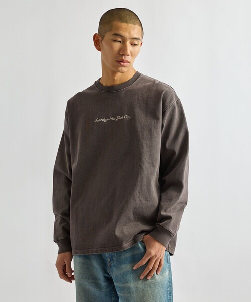 Saturdays NYC（サタデーズ ニューヨークシティ ）の「Max Weight Pigment Dyed LS T-Shirt（Tシャツ/カットソー・メンズ・キナリ/ブルー/チャコールグレー・S/M/L/XL）」の14枚目の写真