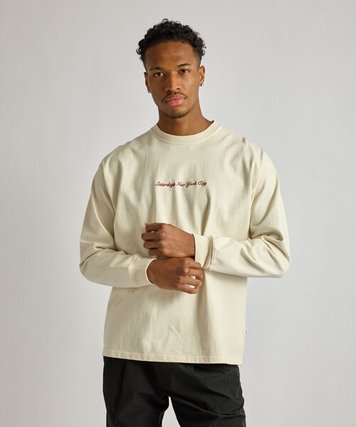 Saturdays NYC（サタデーズ ニューヨークシティ ）の「Max Weight Pigment Dyed LS T-Shirt（Tシャツ/カットソー・メンズ・キナリ/ブルー/チャコールグレー・S/M/L/XL）」の16枚目の写真