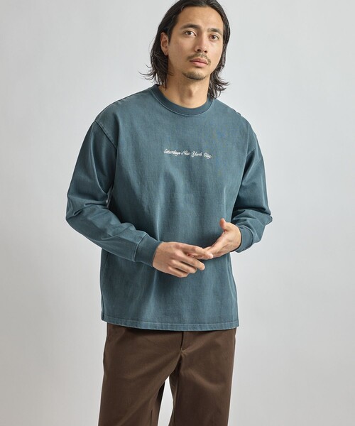 Saturdays NYC（サタデーズ ニューヨークシティ ）の「Max Weight Pigment Dyed LS T-Shirt（Tシャツ/カットソー・メンズ・キナリ/ブルー/チャコールグレー・S/M/L/XL）」の18枚目の写真