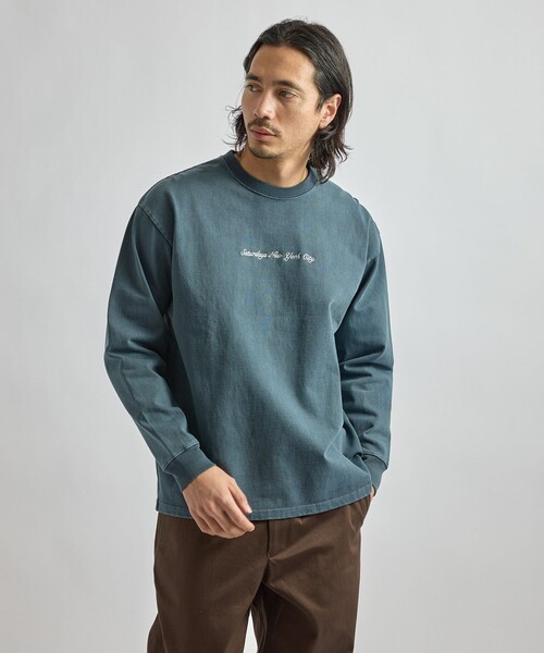 Saturdays NYC（サタデーズ ニューヨークシティ ）の「Max Weight Pigment Dyed LS T-Shirt（Tシャツ/カットソー・メンズ・キナリ/ブルー/チャコールグレー・S/M/L/XL）」の3枚目の写真