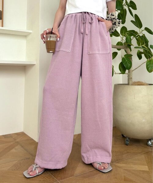 CIAOPANIC TYPY(チャオパニックティピー)の「【UNISEX】【シルエット調整可】ピグメント加工ワッフルイージーパンツ/WEB限定カラーあり(スウェットパンツ・レディース・サックスブルー/ブラック/カーキ/ネイビー/ベージュ/ピンク/グレー・LARGE/MEDIUM)」の7枚目の写真