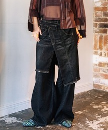 AULA AILA（アウラアイラ）の「オーバーラップスカートレイヤードデザインデニムパンツ（デニムパンツ）」