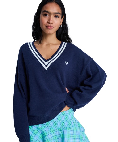 ROXY(ロキシー)の「ROXY ウィメンズ SURF SCHOOL V NECK セーター 【2026年春夏モデル】/ロキシーブイネックニット(ニット/セーター・レディース・ネイビー・MEDIUM/SMALL)」の3枚目の写真