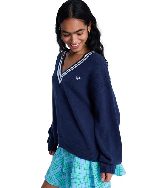 ROXY(ロキシー)の「ROXY ウィメンズ SURF SCHOOL V NECK セーター 【2026年春夏モデル】/ロキシーブイネックニット(ニット/セーター・レディース・ネイビー・MEDIUM/SMALL)」の6枚目の写真