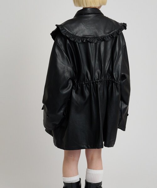 w closet（ダブルクローゼット）の「フリル衿付きPUレザージャケット（その他アウター・レディース・ブラック/ブラウン/ベージュ・FREE）」の8枚目の写真