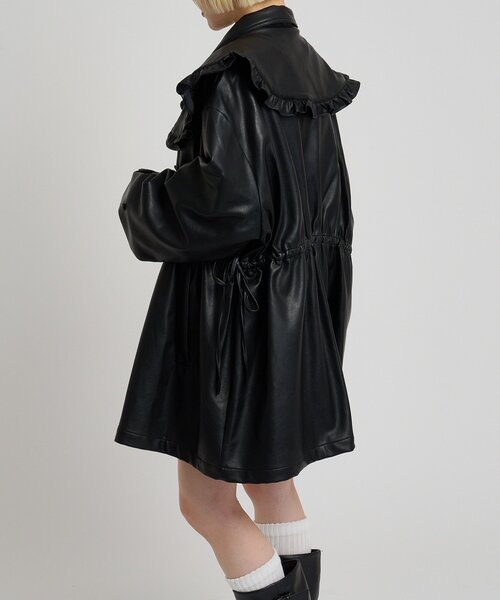 w closet（ダブルクローゼット）の「フリル衿付きPUレザージャケット（その他アウター・レディース・ブラック/ブラウン/ベージュ・FREE）」の9枚目の写真