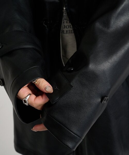 w closet（ダブルクローゼット）の「フリル衿付きPUレザージャケット（その他アウター・レディース・ブラック/ブラウン/ベージュ・FREE）」の14枚目の写真