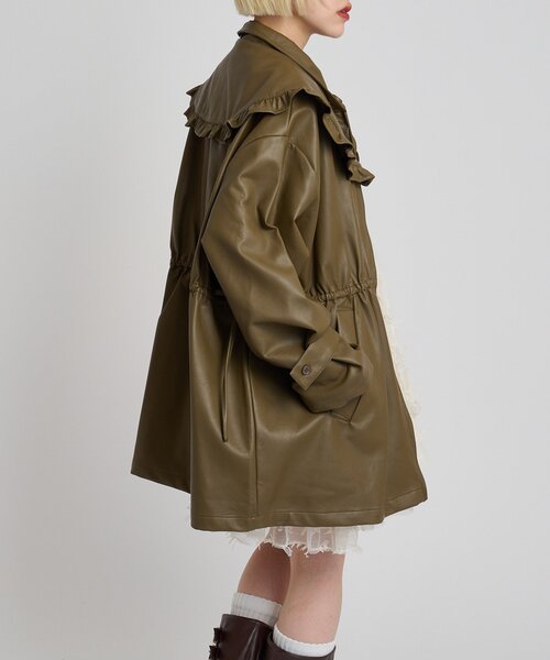 w closet（ダブルクローゼット）の「フリル衿付きPUレザージャケット（その他アウター・レディース・ブラック/ブラウン/ベージュ・FREE）」の18枚目の写真