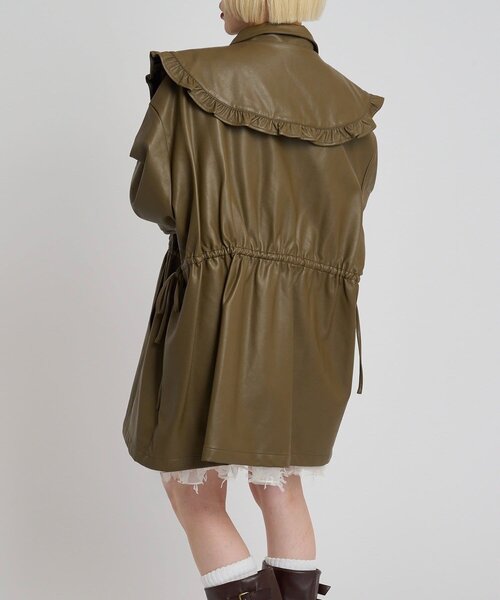 w closet（ダブルクローゼット）の「フリル衿付きPUレザージャケット（その他アウター・レディース・ブラック/ブラウン/ベージュ・FREE）」の19枚目の写真
