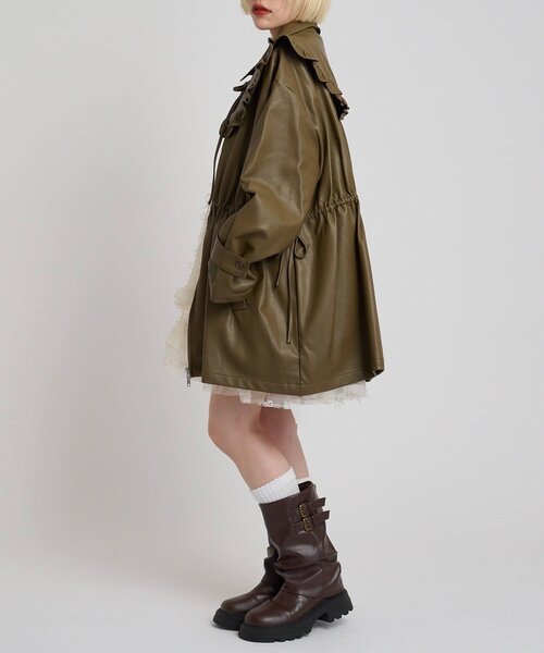 w closet（ダブルクローゼット）の「フリル衿付きPUレザージャケット（その他アウター・レディース・ブラック/ブラウン/ベージュ・FREE）」の20枚目の写真