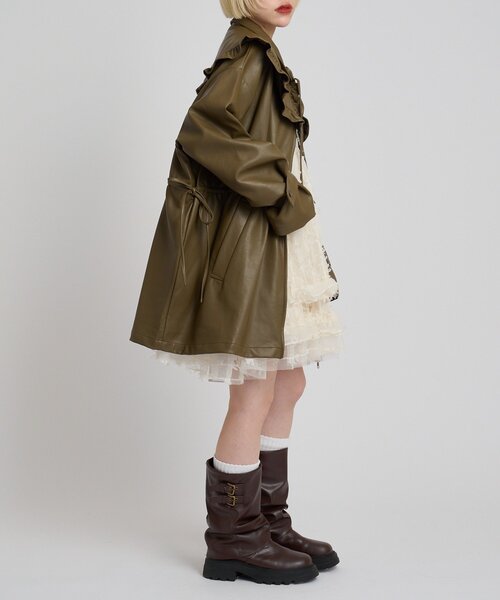 w closet（ダブルクローゼット）の「フリル衿付きPUレザージャケット（その他アウター・レディース・ブラック/ブラウン/ベージュ・FREE）」の21枚目の写真