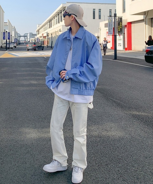 WESTBOY(ウエストボーイ)の「ストライプ ライトジャケット オーバーサイズストリートブルゾン WO26S5OT22(ブルゾン・メンズ・ブルー・XL/M/L)」の6枚目の写真