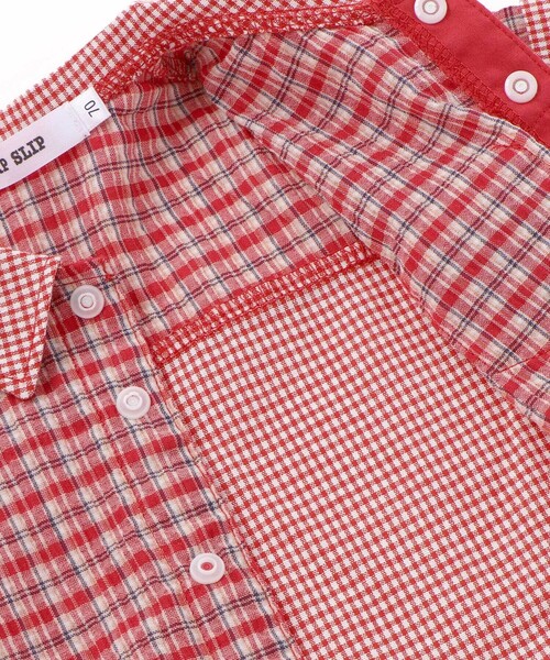 SLAP SLIP BABY（スラップスリップベビー）の「クマアニマル刺しゅう胸ポケット襟付きチェック半袖ロンパースベビー(70~80cm)（ロンパース・キッズ・ブルー系その他/レッド系その他・70cm/80ｃｍ）」の13枚目の写真