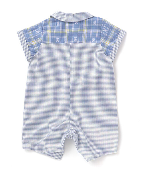 SLAP SLIP BABY（スラップスリップベビー）の「クマアニマル刺しゅう胸ポケット襟付きチェック半袖ロンパースベビー(70~80cm)（ロンパース・キッズ・ブルー系その他/レッド系その他・70cm/80ｃｍ）」の16枚目の写真
