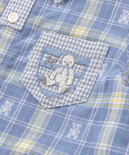 SLAP SLIP BABY（スラップスリップベビー）の「クマアニマル刺しゅう胸ポケット襟付きチェック半袖ロンパースベビー(70~80cm)（ロンパース・キッズ・ブルー系その他/レッド系その他・70cm/80ｃｍ）」の17枚目の写真