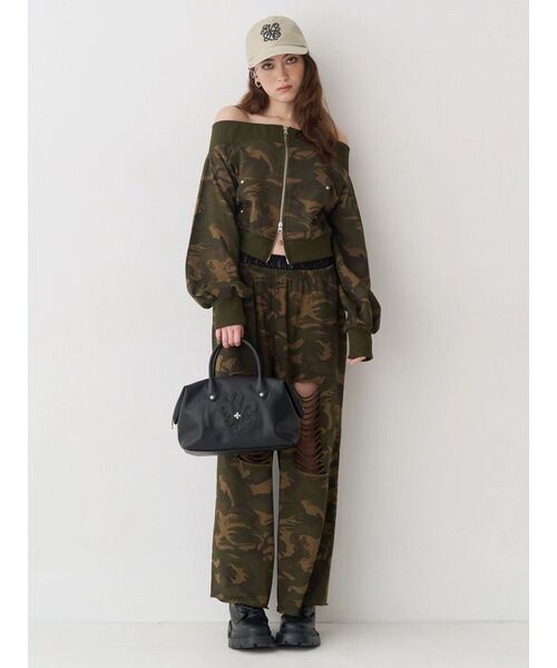 EVRIS（エヴリス）の「レースドッキングダメージスウェットワイドパンツ【セットアップ着用可能】（スウェットパンツ・レディース・その他1/ブラック/グレー・FREE）」の18枚目の写真