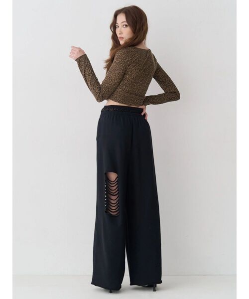 EVRIS（エヴリス）の「レースドッキングダメージスウェットワイドパンツ【セットアップ着用可能】（スウェットパンツ・レディース・その他1/ブラック/グレー・FREE）」の12枚目の写真