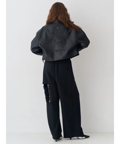 EVRIS（エヴリス）の「レースドッキングダメージスウェットワイドパンツ【セットアップ着用可能】（スウェットパンツ・レディース・その他1/ブラック/グレー・FREE）」の14枚目の写真