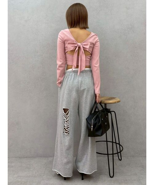 EVRIS（エヴリス）の「レースドッキングダメージスウェットワイドパンツ【セットアップ着用可能】春服（スウェットパンツ・レディース・その他1/ブラック/グレー・FREE）」の10枚目の写真