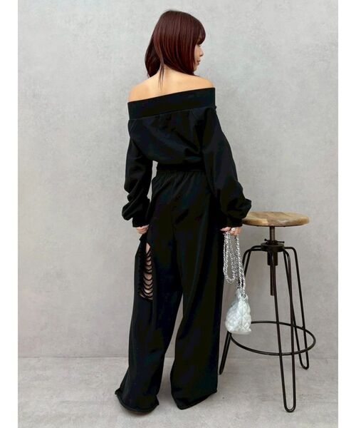 EVRIS（エヴリス）の「レースドッキングダメージスウェットワイドパンツ【セットアップ着用可能】春服（スウェットパンツ・レディース・その他1/ブラック/グレー・FREE）」の14枚目の写真