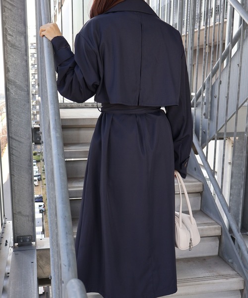 SpRay（スプレイ）の「ロングトレンチコート（トレンチコート・レディース・ライトベージュ/ネイビー・FREE）」の9枚目の写真