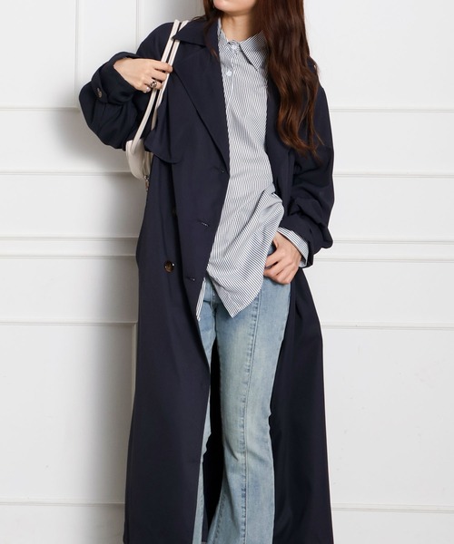 SpRay（スプレイ）の「ロングトレンチコート（トレンチコート・レディース・ライトベージュ/ネイビー・FREE）」の10枚目の写真