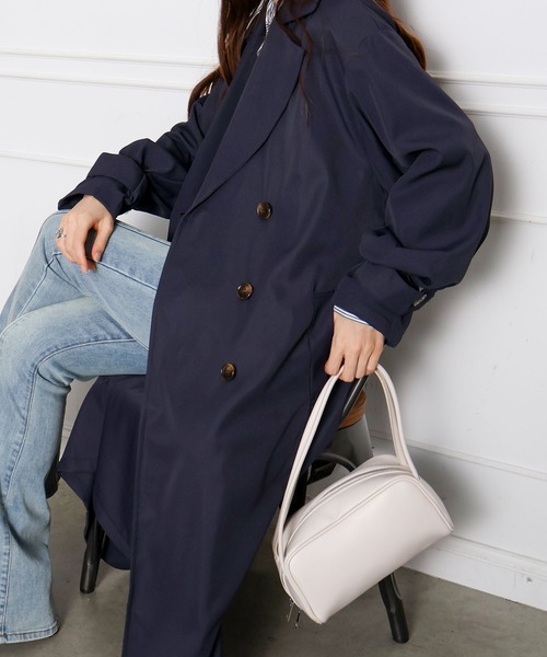 SpRay（スプレイ）の「ロングトレンチコート（トレンチコート・レディース・ライトベージュ/ネイビー・FREE）」の13枚目の写真