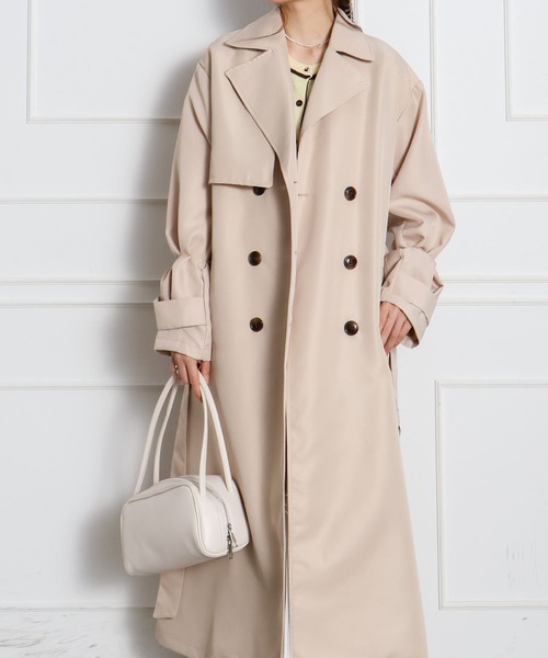 SpRay（スプレイ）の「ロングトレンチコート（トレンチコート・レディース・ライトベージュ/ネイビー・FREE）」の16枚目の写真